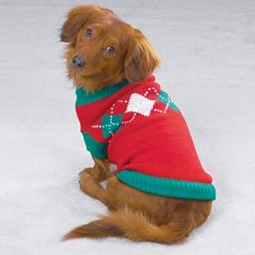 SMALL - Holiday Argyle Dog Christmas Sweater