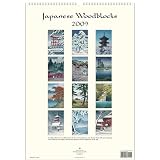 Japanese Woodblocks Cavallini 2009 Vintage Prints Wall Calendar 13 by 19 inches cream laid paper finish
