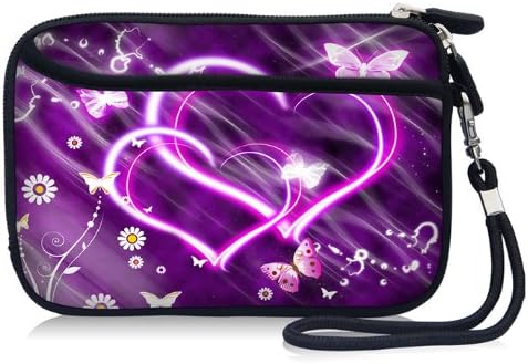 Purple Heart Waterproof Portable 2.5" Neoprene Soft Carrying Case Pouch Sleeve With External pocket for Hard Drive HDD Data cable,U disk, GPS and other Accessories