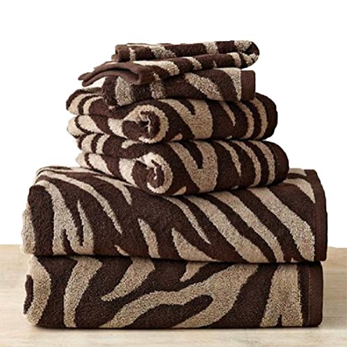 brown patterned bath towels