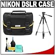 Nikon Starter Digital SLR Camera Case - Gadget Bag with Tripod + Cleaning Kit for D5000, D3100, D3000, D60, & D40