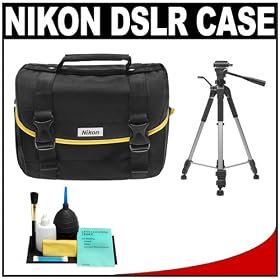 Nikon Starter Digital SLR Camera Case - Gadget Bag with Tripod + Cleaning Kit for D5000, D3000, D60, D40x & D40