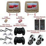 Buy New Tan Pair Headrest 9 LCD Car Monitors with Region Free DVD player 2 Wireless...