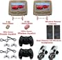 New Tan Pair Headrest 9" LCD Car Monitors with Region Free DVD player 2 Wireless Dual Channel Headphones Sony Laser Reader USB SD and 32 Bit & 8 Bit Game disks and 6 game controllers USB SD MP3 RCA Video input & RCA Video OutPut!