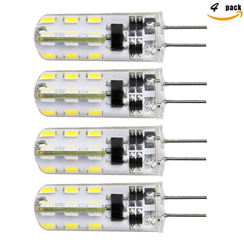 Kakanuo G4 LED Bulb 10-18V AC/DC Cool White 6000K 2 Watt Bi-pin Base 24x3014SMD LED Corn Bulb Non-dimmable (Pack of 4)
