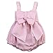 Baby Girls Striped Seersucker Bubble Straps Ruffle Layers Bowknot Romper