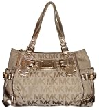 Michael Kors Purse Handbag Large Shoulder Satchel Beige/Gold Review
