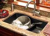 Swanstone QULS-3322 Granite Large/Small Bowl Kitchen Sink, Nero