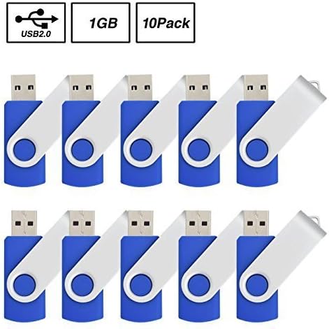 ABAZAR 10pcs 1gb Usb Flash Drive Usb 2.0 Flash Drive Memory Stick Fold Storage Thumb Stick Pen Swivel Design Blue