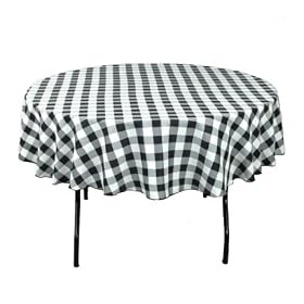 90 Inch Round Checkered Tablecloth Black and White90 Inch Round Checkered Tablecloth