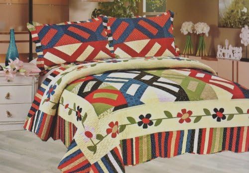 Color PatchCotton 3-piece Quilt Bedspread Bed Cover Coverlet Set King Size