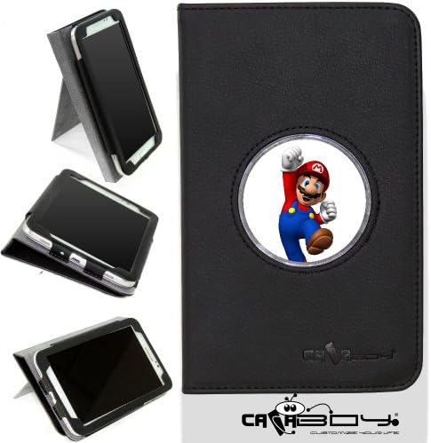 New 2014 Samsung Galaxy Tab S 8.4 Inch T700 SMART black leather Case By Calaboy- Interchangeable Design - Personalized Picture Frame w Super Mario Bros Nintendo Logo (C19)