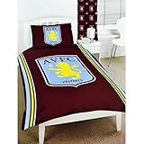 アストン・ヴィラ フットボールクラブ Aston Villa FC オフィシャル クレストデザイン 掛け布団カバー・枕カバーセット サッカーべディングセット (ワンサイズ) (クラレット/スカイブルー)
