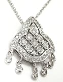 Diamond Set in Platinum Art Deco Style Pendant Necklace with Dangling Diamond 18 (T.w 0.75)