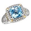 925 Silver & Amethyst Large Square Cushion-Cut Ring with 18k Gold Accents- Sizes 6-8