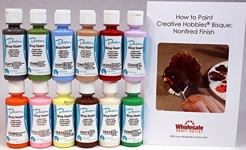 Duncan OSKIT-2 Acrylic Paint Set, 12 Best Selling Colors in 2 Ounce Bottles with Free How To Paint Ceramics Book