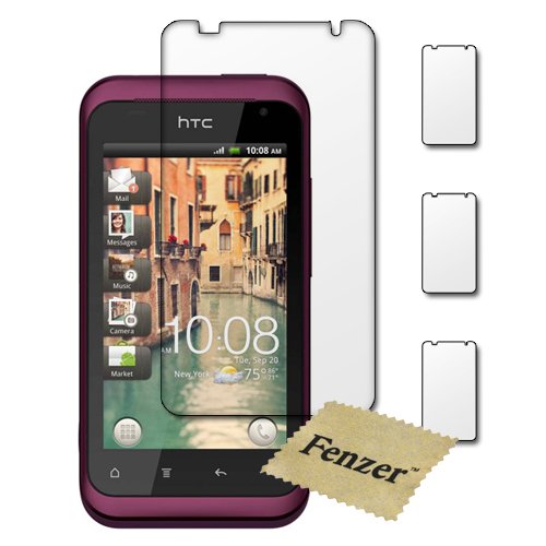 3 Pack Fenzer Clear Screen Protectors for HTC Bliss Rhyme Cell Phone Transparent LCD Touch Screen Film Guard Cover Shields with Lint Cleaning Cloth