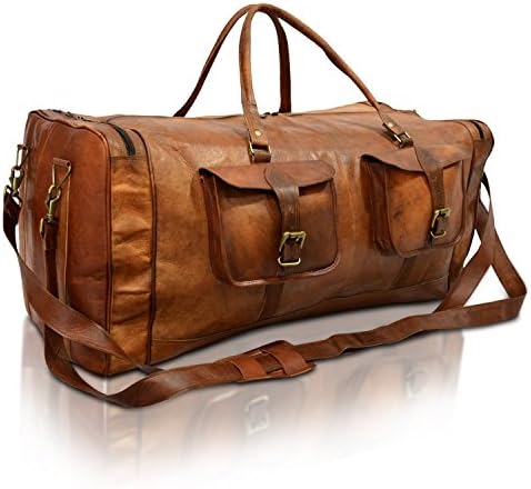 Leather Messenger Vintage Leather Large Travel Bag for Men 28" x 13" x 14"