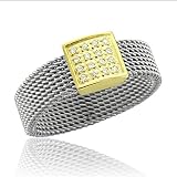 51JBwxax1yL. SL160  Mens 18k Yellow Gold and Stainless Steel Diamond Band Ring  Band Width:5mm Size 10