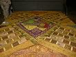 Olive Yellow Vintage Sari India Bedspreads Moti Beaded Throws Tapestry Bedcover 90x108