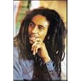 Bob Marley (Face, Hand on Chin) Gold Wood-Mounted Music Poster Print - 24" X 36"