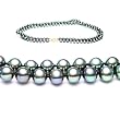 Double Strand 17-18 Inches 7-8mm Black Freshwater Cultured Pearl Necklace