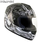 Advanced Hawk Black Crazy Skull Full Face Motorcycle Helmet - Size : Medium