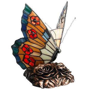 Set A Shopping Price Drop Alert For Quoizel Orange Butterfly Tiffany 1 Light Accent Lamp
