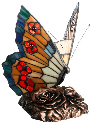 Quoizel Orange Butterfly Tiffany 1 Light Accent Lamp