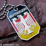 GERMANY FLAG GERMAN EAGLE CREST COAT OF ARMS DOG TAG PENDANT ARMY BALL CHAIN NECKLACE BUNDESADLER DEUTSCHLAND NICKEL FREE METAL