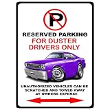 1971-74 Plymouth Duster Muscle Car-toon No Parking Sign