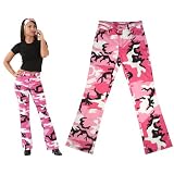 Pink Camouflage Womens Stretch Flare Military Pants by Galaxy Army Navy