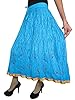 Designer Skirts- Blue Printed Golden Lace Work Crinkle Skirt, Gift for Her