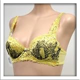Venus $55 Yellow Mesh Band Floral Demi Bra #2357