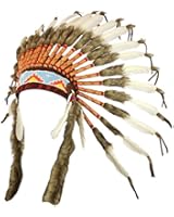 Fair trade Indian headdress with white feathers