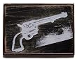 PISTOL Died Leather Embossed Belt Buckle with Metal Backing