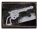PISTOL Died Leather Embossed Belt Buckle with Metal Backing
