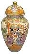 Chinese Rose Medallion temple jar - handpainted porcelain