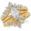 14K Yellow Gold Stylish Diamond Ring Guard Enhancer (Center ring is not included)