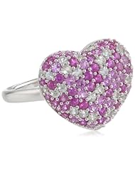 Sterling Silver White, Pink and Dark Pink Sapphire Ring, Size 7