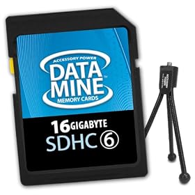 DataMINE Premium Class 6 16GB SDHC Flash Memory Card for Fujifilm FinePix S2950 , S4200 , HS30EXR , X-Pro1 and Many More Fujifilm Digital Cameras! ** Includes Miniature Tripod! **