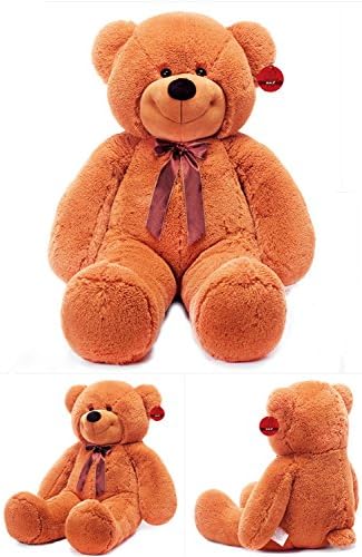 Giant Fluffy Teddy Bear Super Cute Huggable Stuffed Plush Bear Doll Toy Dark Brown 55"