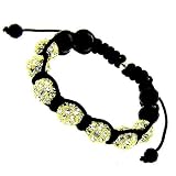 Disco Ball Macrame Buddhist Bracelet - Black & Gold - Iced Out - Hip Hop Bling