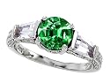 2.60 cttw 925 Sterling Silver 14K White Gold Plated Lab Created Emerald Engagement Ring - Gold Plated Silver
