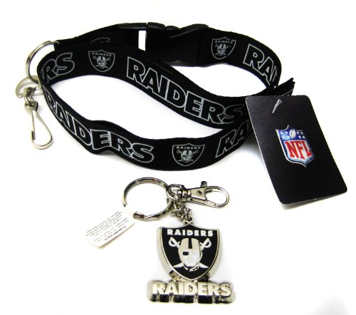 Black Oakland Raiders Keychain Lanyard Pack