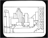 Decorated Mouse Pad with buildings, "black and white", tall, Texas, skyscrapers, downtown, city, cityscape, urban, street