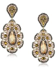 Miguel Ases Bronze Rondelle Embroidered Drop Earrings