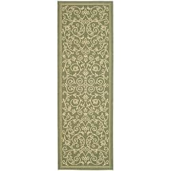 Patio Indoor Outdoor All Polypropylene CY2098 Olive 2' 4"x 9' 11" Rug
