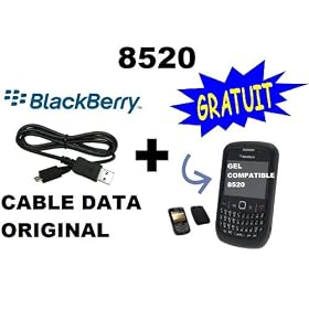 LoveMobile� - Original BlackBerry 8520 curve CABLE DATA DE TRANSMISSION de donn�es d'origine + fonction chargeur sur pc + Housse en Silicone GEL noir compatible D�di� 8520 **GRATUIT**