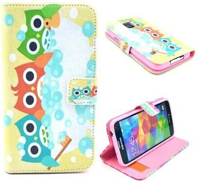 Ezydigital Fahsion Cute Picture PU Leather Flip Wallet Stand Cover With Credit Card Slots Case for Samsung Galaxy S5